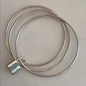 Tiffany & Co 1837 Triple Bangle w/ Lock Bracelet